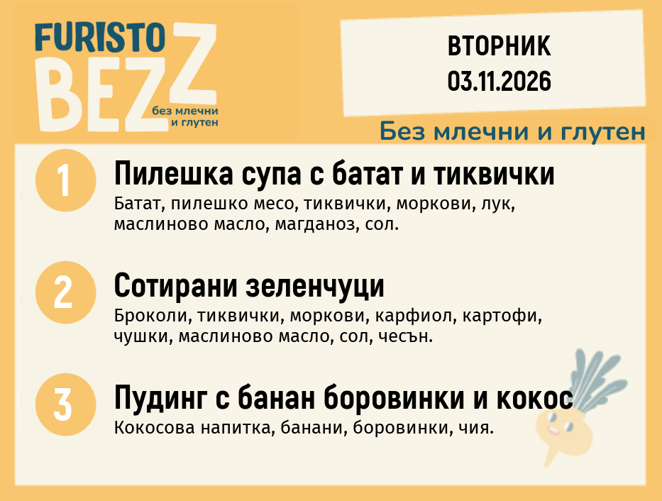 Меню без млечни и глутен 03.11 200гр.