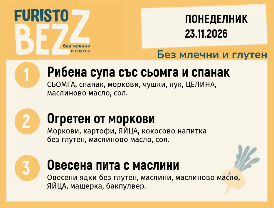 Меню без млечни и глутен 23.11 200гр.